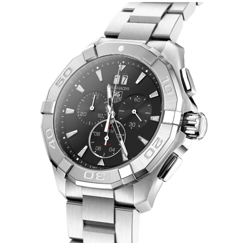 Tag Heuer Aquaracer Chronograph black face, steel band